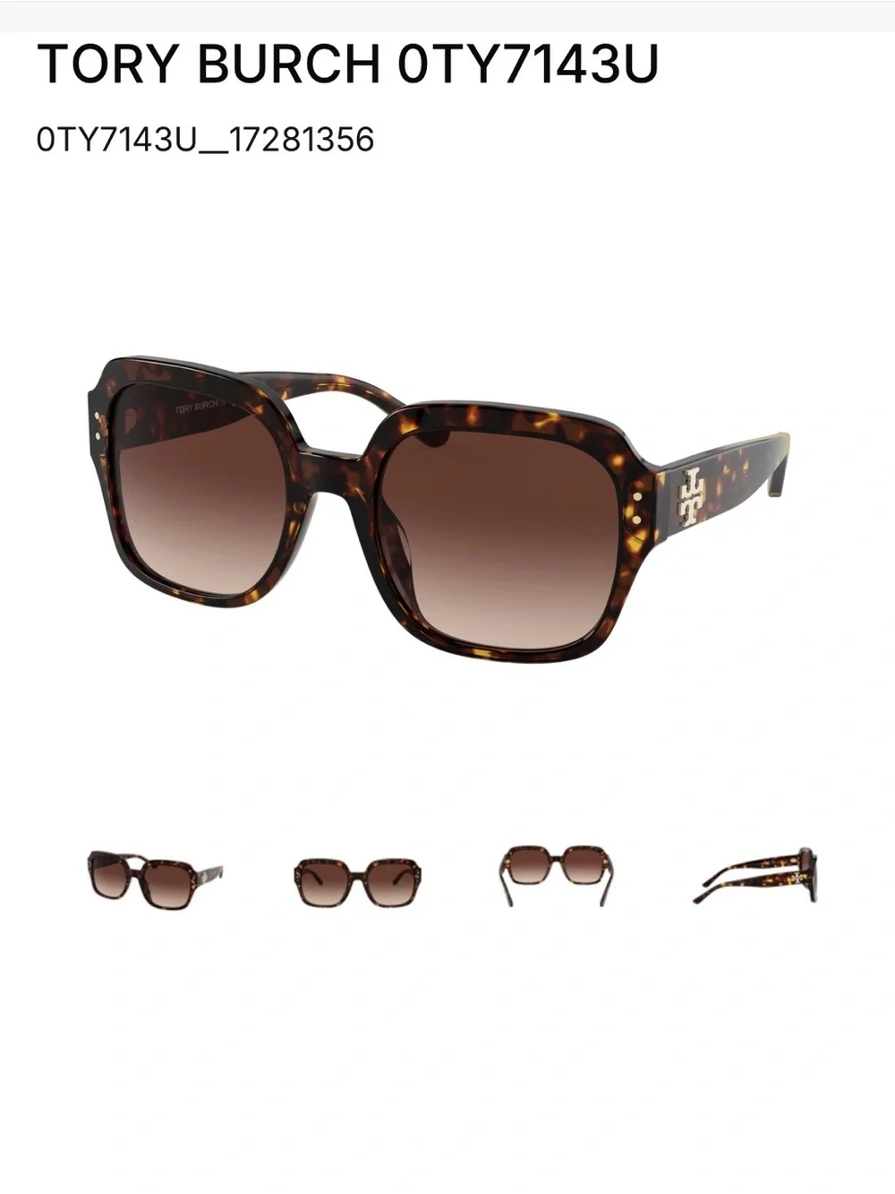 Tory Burch square sunglasses TY7143U dark tortoise